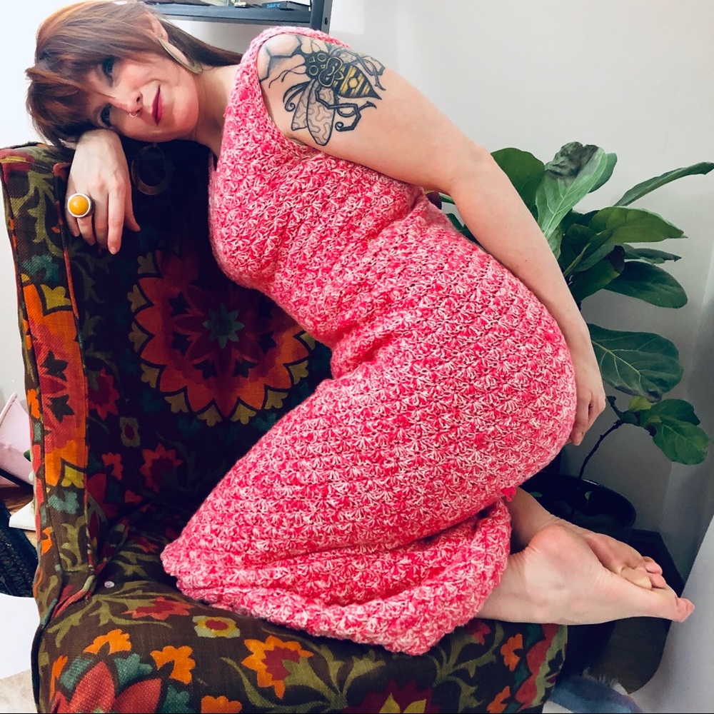 The “Shrimp Cocktail” Knit Pink Vintage  Dress